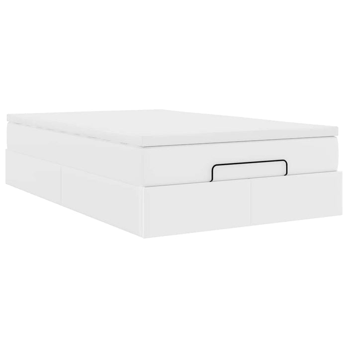Cadru de pat otoman cu saltea alb 120x190 cm piele artificială - WALTI WALTI