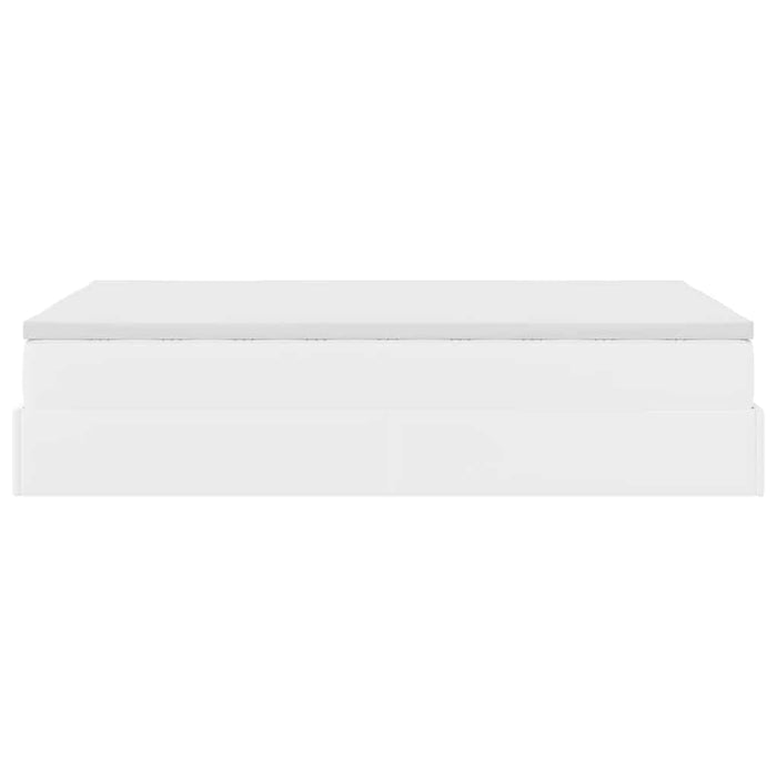 Cadru de pat otoman cu saltea alb 120x190 cm piele artificială - WALTI WALTI