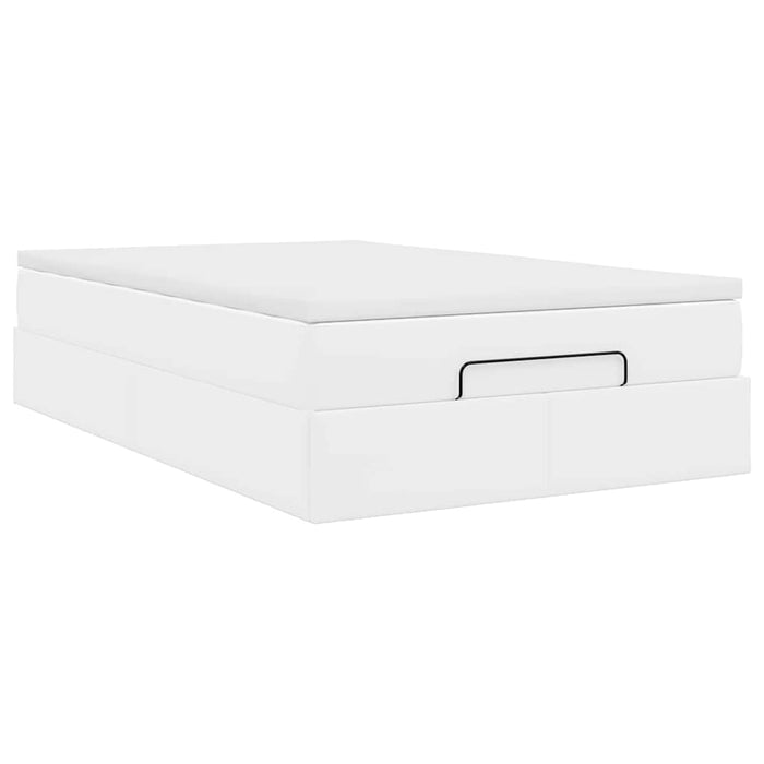 Cadru de pat otoman cu saltea alb 120x190 cm piele artificială - WALTI WALTI
