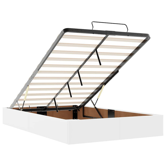 Cadru de pat otoman cu saltea alb 120x190 cm piele artificială - WALTI WALTI