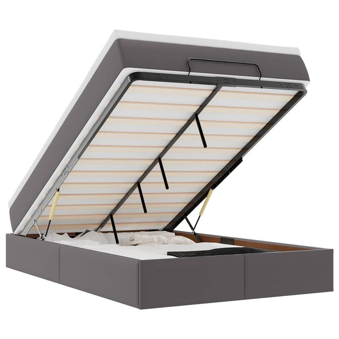 Cadru pat otoman cu saltea gri 120x190 cm piele artificială - WALTI WALTI