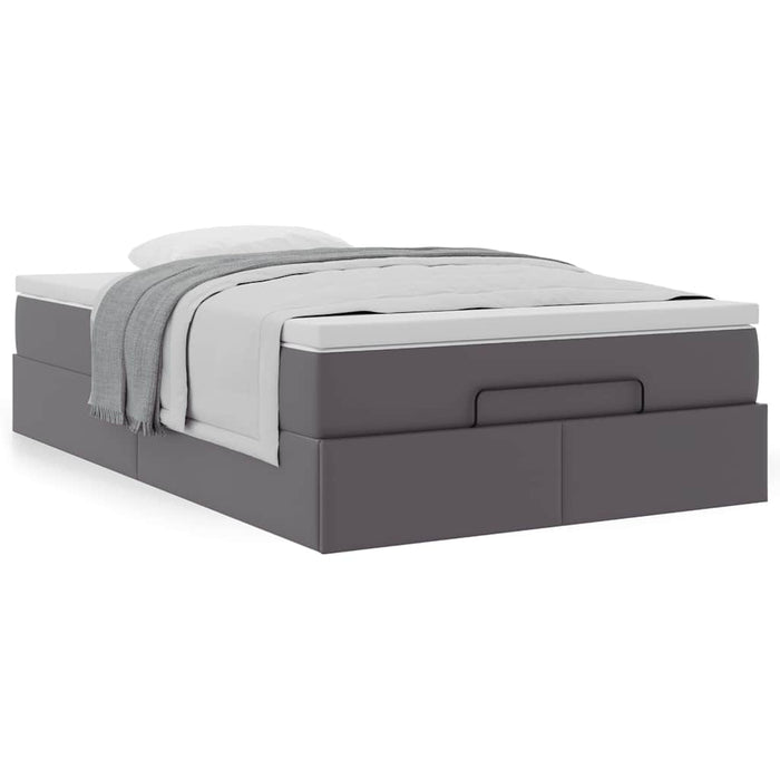 Cadru pat otoman cu saltea gri 120x190 cm piele artificială - WALTI WALTI