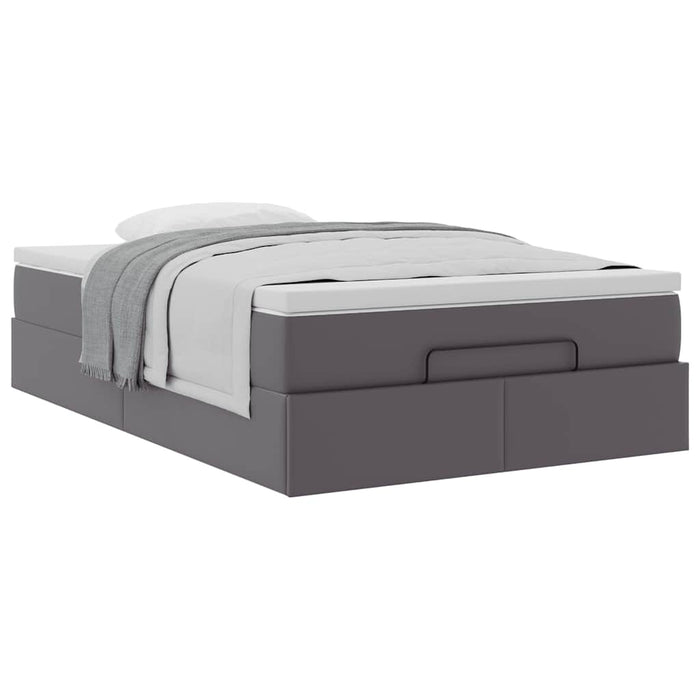 Cadru pat otoman cu saltea gri 120x190 cm piele artificială - WALTI WALTI