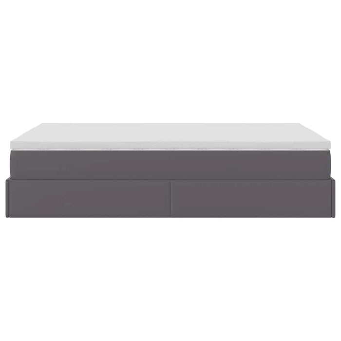 Cadru pat otoman cu saltea gri 120x190 cm piele artificială - WALTI WALTI