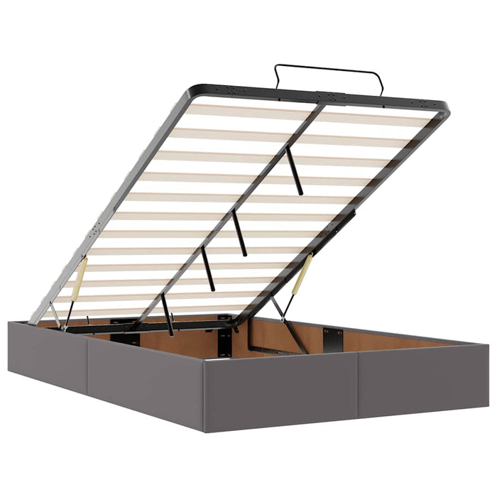 Cadru pat otoman cu saltea gri 120x190 cm piele artificială - WALTI WALTI