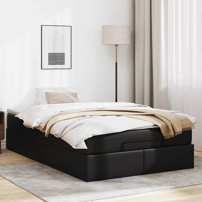 Cadru de pat otoman saltea neagră 120x200cm piele artificială - WALTI WALTI