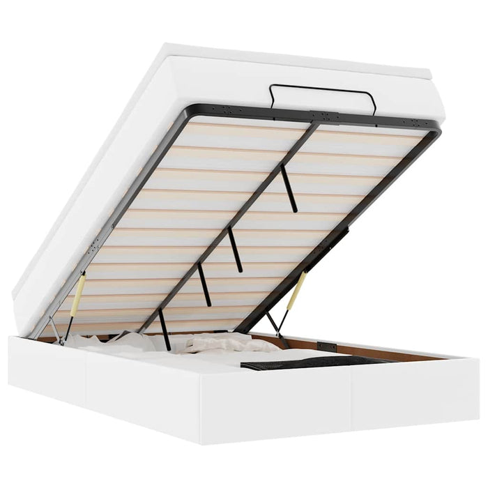 Cadru de pat otoman cu saltea alb 120x200cm piele artificială - WALTI WALTI