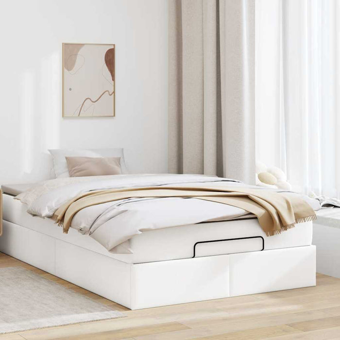 Cadru de pat otoman cu saltea alb 120x200cm piele artificială - WALTI WALTI