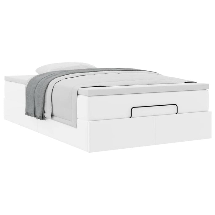 Cadru de pat otoman cu saltea alb 120x200cm piele artificială - WALTI WALTI