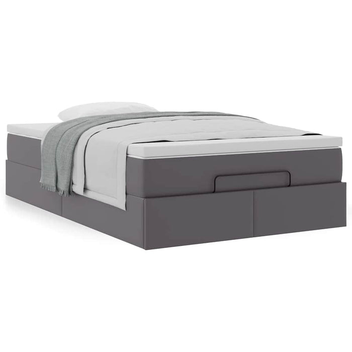 Cadru de pat otoman cu saltea gri 120x200cm piele artificială - WALTI WALTI