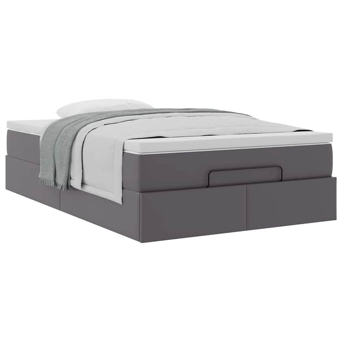 Cadru de pat otoman cu saltea gri 120x200cm piele artificială - WALTI WALTI