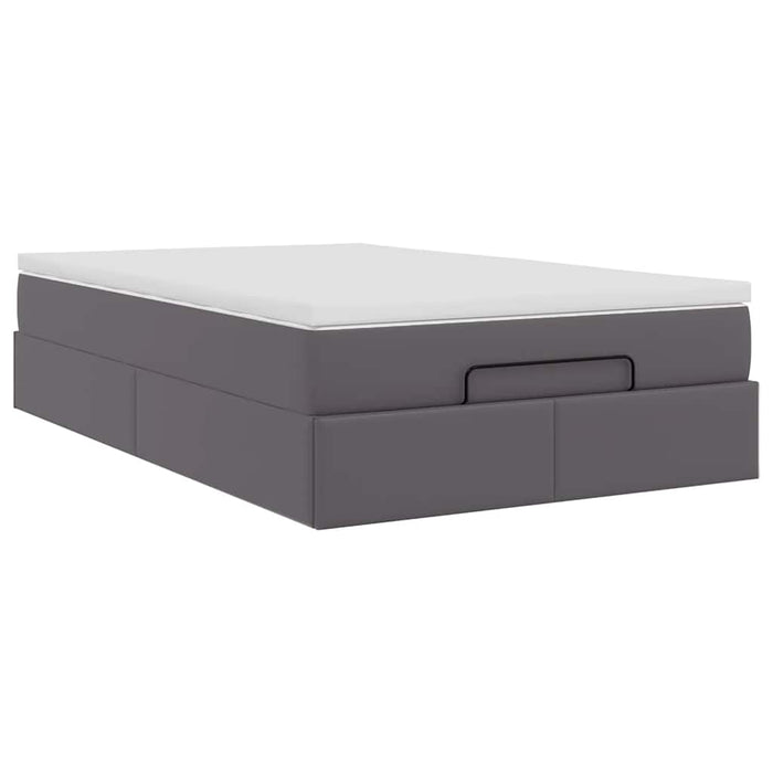 Cadru de pat otoman cu saltea gri 120x200cm piele artificială - WALTI WALTI