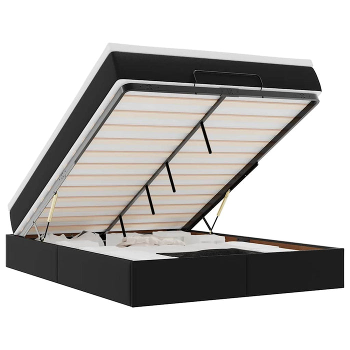 Cadru pat otoman cu saltea neagră 140x190cm piele artificială - WALTI WALTI