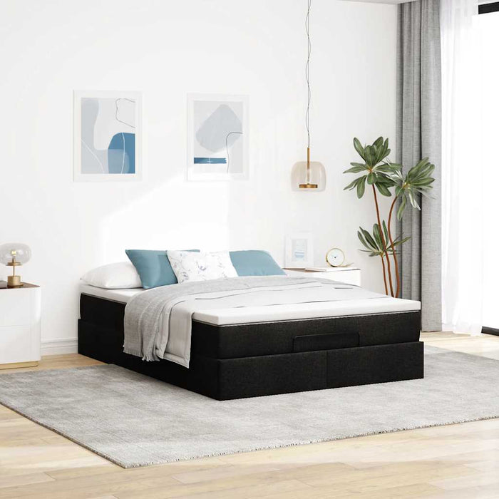 Cadru pat otoman cu saltea neagră 140x190cm piele artificială - WALTI WALTI