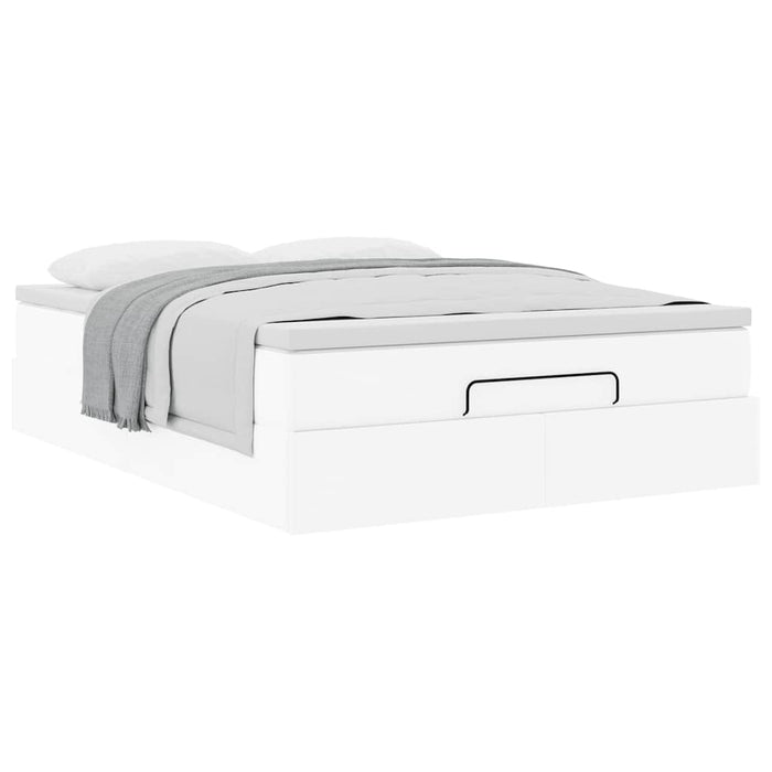 Cadru de pat otoman cu saltea alb 140x190 cm piele artificială - WALTI WALTI
