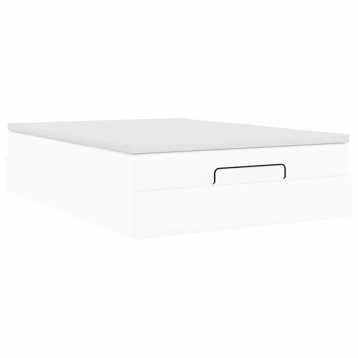Cadru de pat otoman cu saltea alb 140x190 cm piele artificială - WALTI WALTI