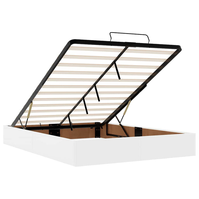 Cadru de pat otoman cu saltea alb 140x190 cm piele artificială - WALTI WALTI