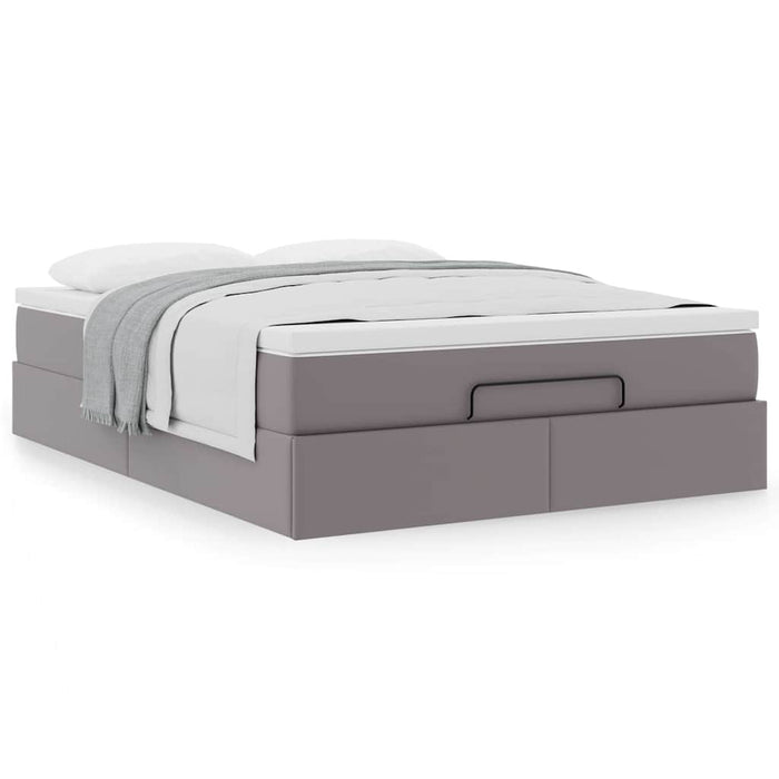 Cadru de pat otoman cu saltea gri 140x190cm piele artificială - WALTI WALTI