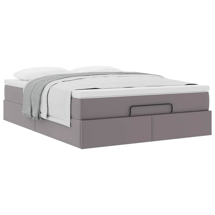 Cadru de pat otoman cu saltea gri 140x190cm piele artificială - WALTI WALTI