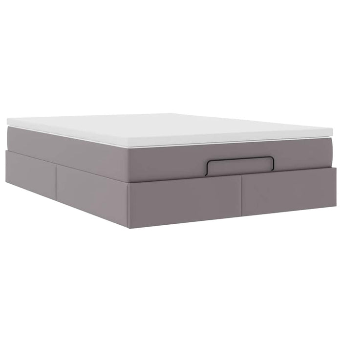 Cadru de pat otoman cu saltea gri 140x190cm piele artificială - WALTI WALTI