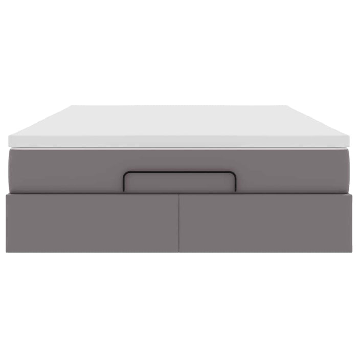 Cadru de pat otoman cu saltea gri 140x190cm piele artificială - WALTI WALTI