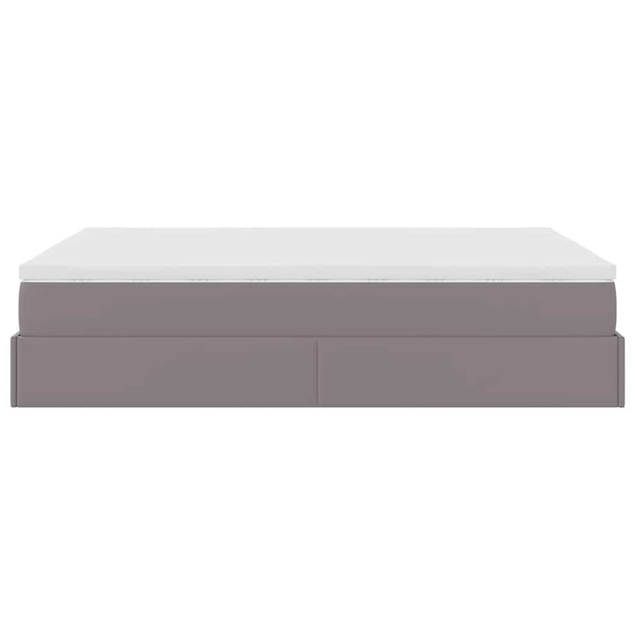 Cadru de pat otoman cu saltea gri 140x190cm piele artificială - WALTI WALTI