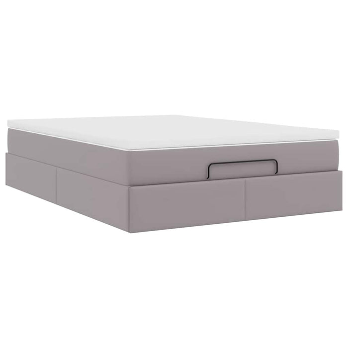 Cadru de pat otoman cu saltea gri 140x190cm piele artificială - WALTI WALTI