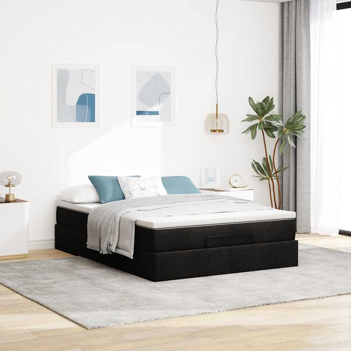 Cadru pat otoman cu saltea neagră 140x200cm piele artificială - WALTI WALTI