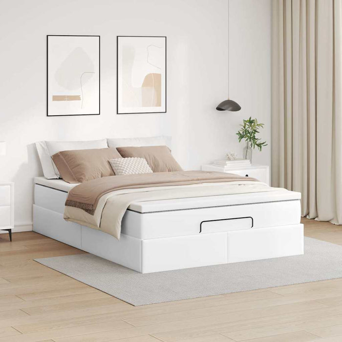 Cadru de pat otoman cu saltea alb 140x200cm piele artificială - WALTI WALTI