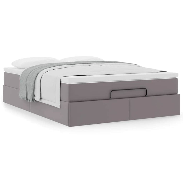 Cadru de pat otoman cu saltea gri 140x200cm piele artificială - WALTI WALTI
