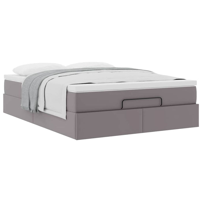 Cadru de pat otoman cu saltea gri 140x200cm piele artificială - WALTI WALTI
