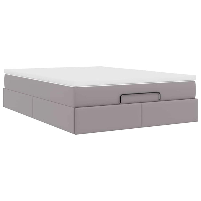 Cadru de pat otoman cu saltea gri 140x200cm piele artificială - WALTI WALTI