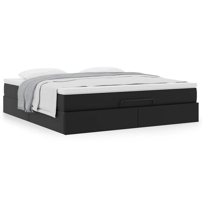 Cadru de pat otoman saltea neagră 160x200cm piele artificială - WALTI WALTI