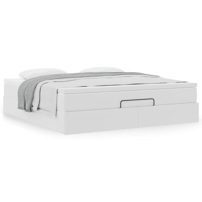 Cadru de pat otoman cu saltea alb 160x200cm piele artificială - WALTI WALTI
