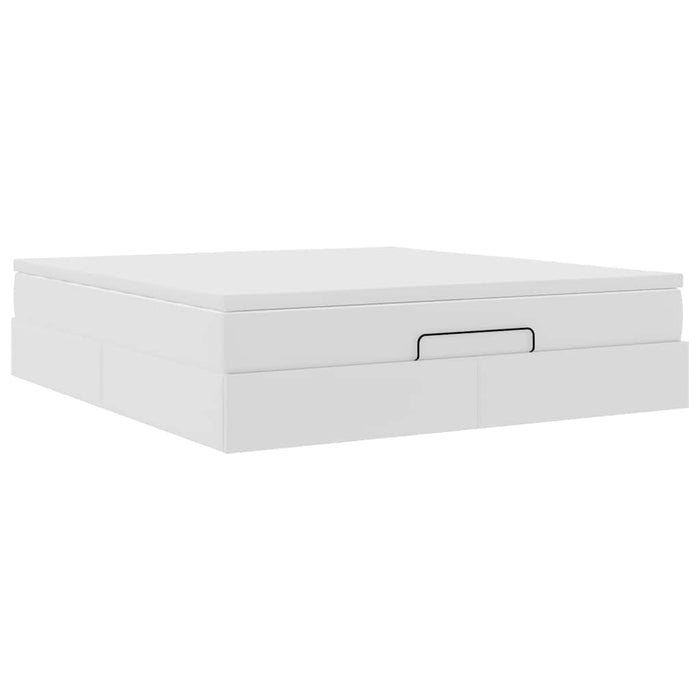 Cadru de pat otoman cu saltea alb 160x200cm piele artificială - WALTI WALTI
