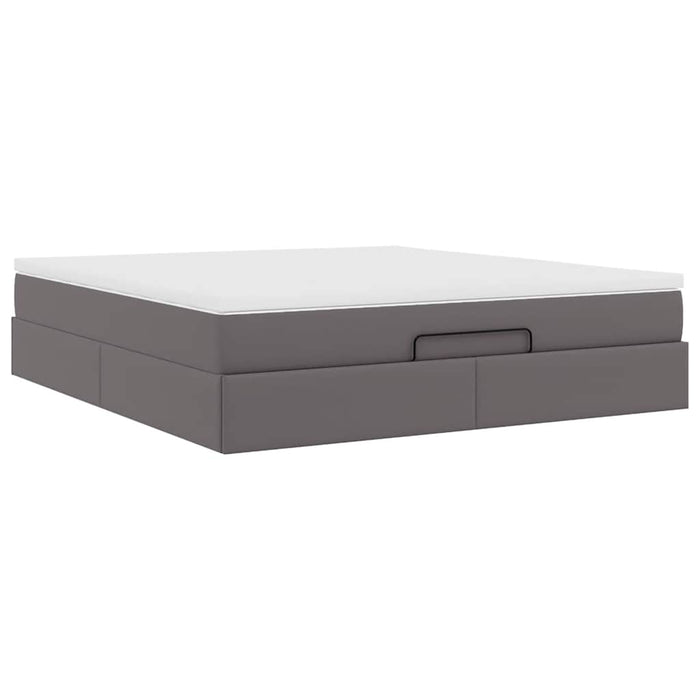 Cadru de pat otoman cu saltea gri 160x200cm piele artificială - WALTI WALTI