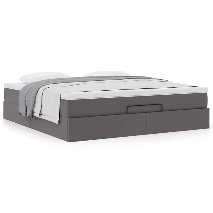 Cadru de pat otoman cu saltele Gri 180x200cm piele artificială - WALTI WALTI