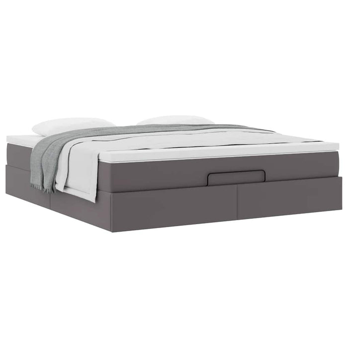 Cadru de pat otoman cu saltele Gri 180x200cm piele artificială - WALTI WALTI