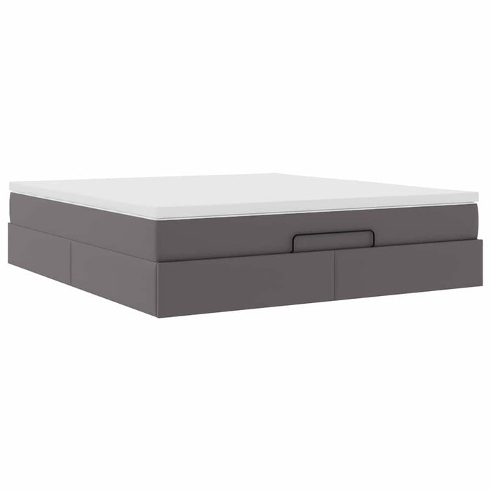 Cadru de pat otoman cu saltele Gri 180x200cm piele artificială - WALTI WALTI