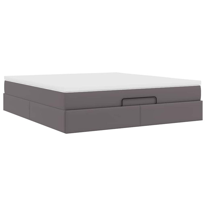 Cadru de pat otoman cu saltele Gri 180x200cm piele artificială - WALTI WALTI