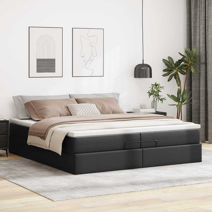 Cadru de pat otoman saltele Negru 200x200cm piele artificială - WALTI WALTI