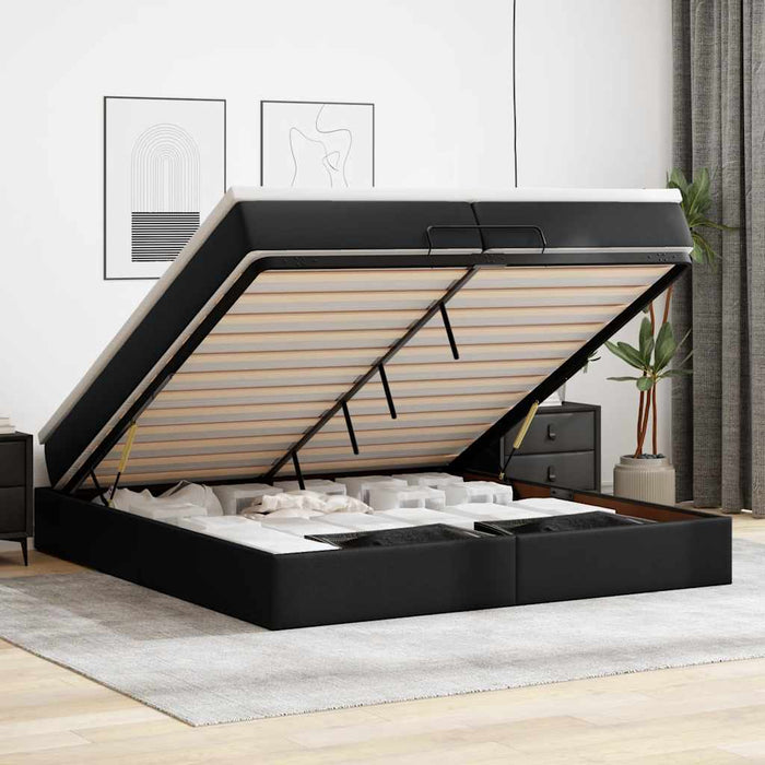 Cadru de pat otoman saltele Negru 200x200cm piele artificială - WALTI WALTI