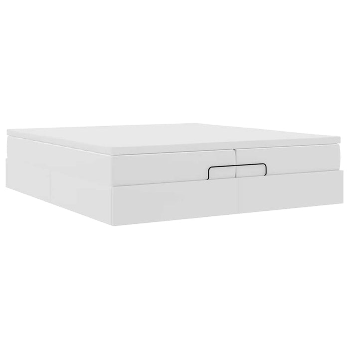 Cadru de pat otoman cu saltele alb 200x200cm piele artificială - WALTI WALTI