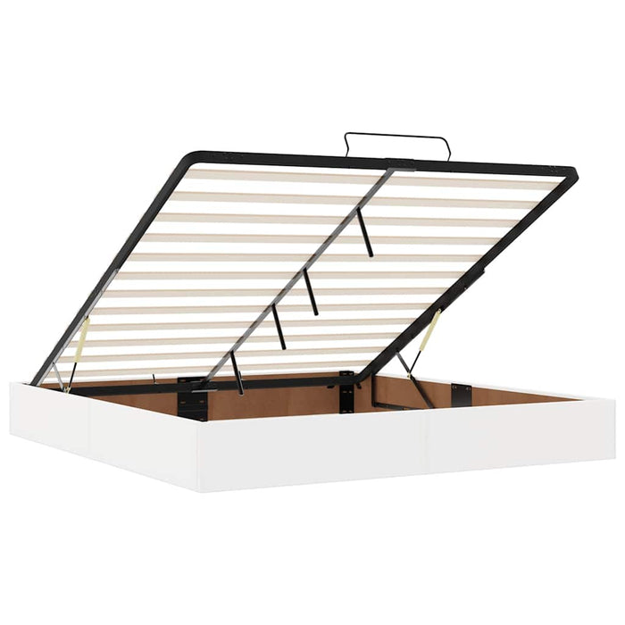 Cadru de pat otoman cu saltele alb 200x200cm piele artificială - WALTI WALTI