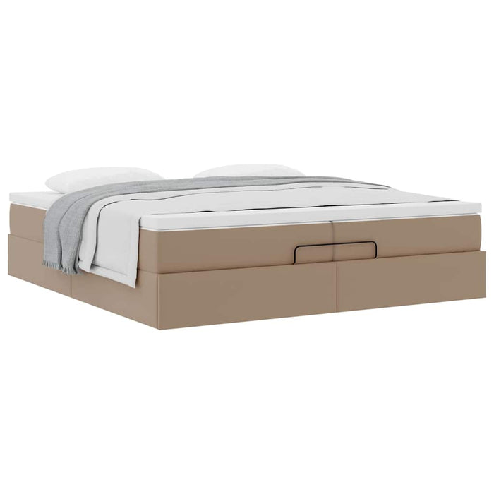 Cadru de pat otoman cu saltele Cappucino piele artificială WALTI