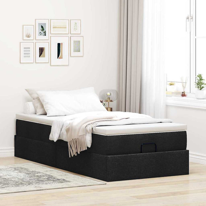 Cadru pat otoman cu saltea țesătură neagră 80x200 cm - WALTI WALTI