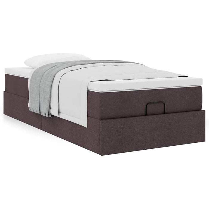 Cadru de pat otoman cu saltele țesătură maro închis 80x200cm - WALTI WALTI