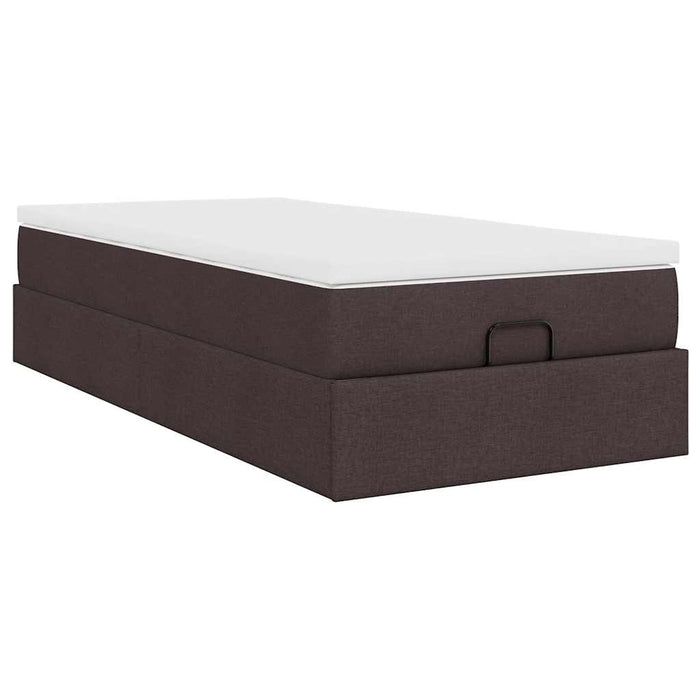 Cadru de pat otoman cu saltele țesătură maro închis 80x200cm - WALTI WALTI