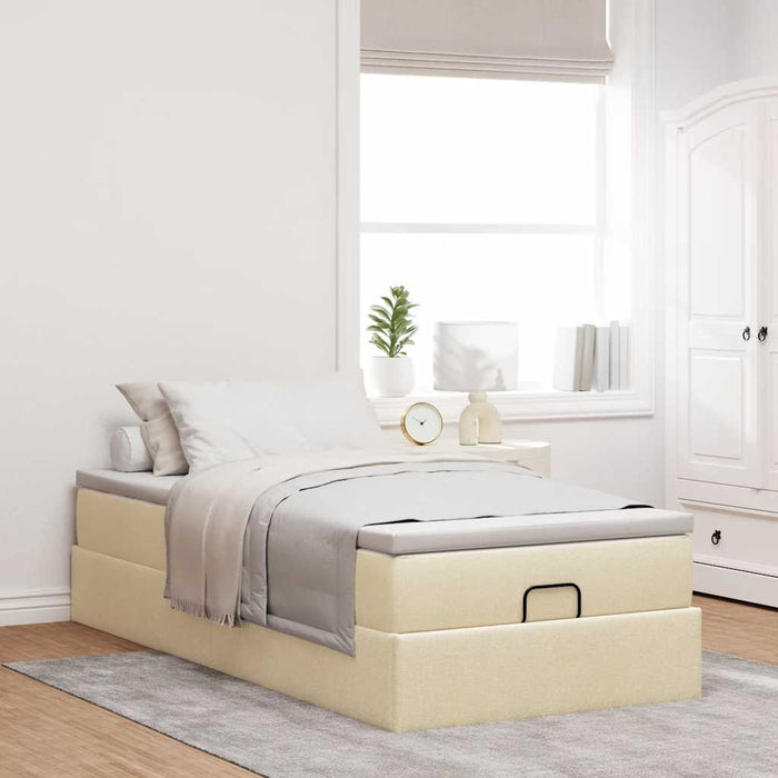 Cadru de pat otoman cu saltea crem 80x200cm stofa - WALTI WALTI