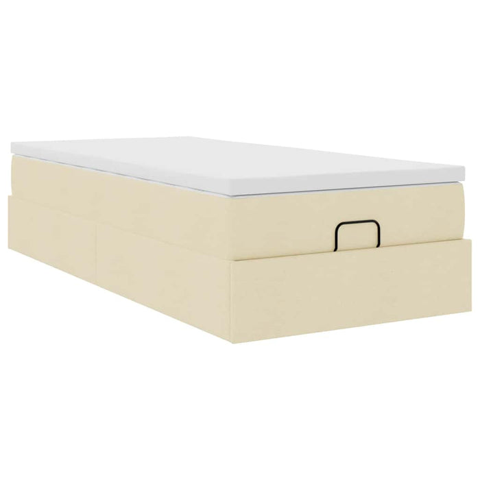 Cadru de pat otoman cu saltea crem 80x200cm stofa - WALTI WALTI